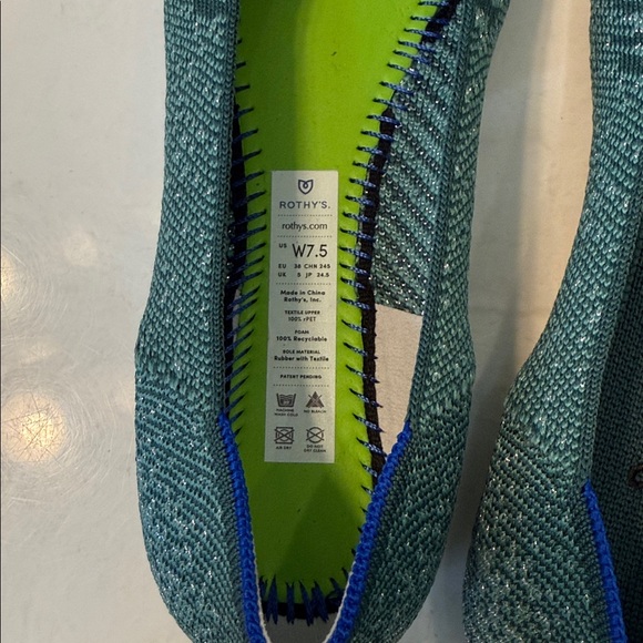 NEW Rothy's Mirage Metallic Square Toe Patterned Flats - Picture 6 of 7